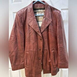 Vintage Brown Glazed Aniline Cabretta Leather Jacket by Grais Zip Out Liner 44